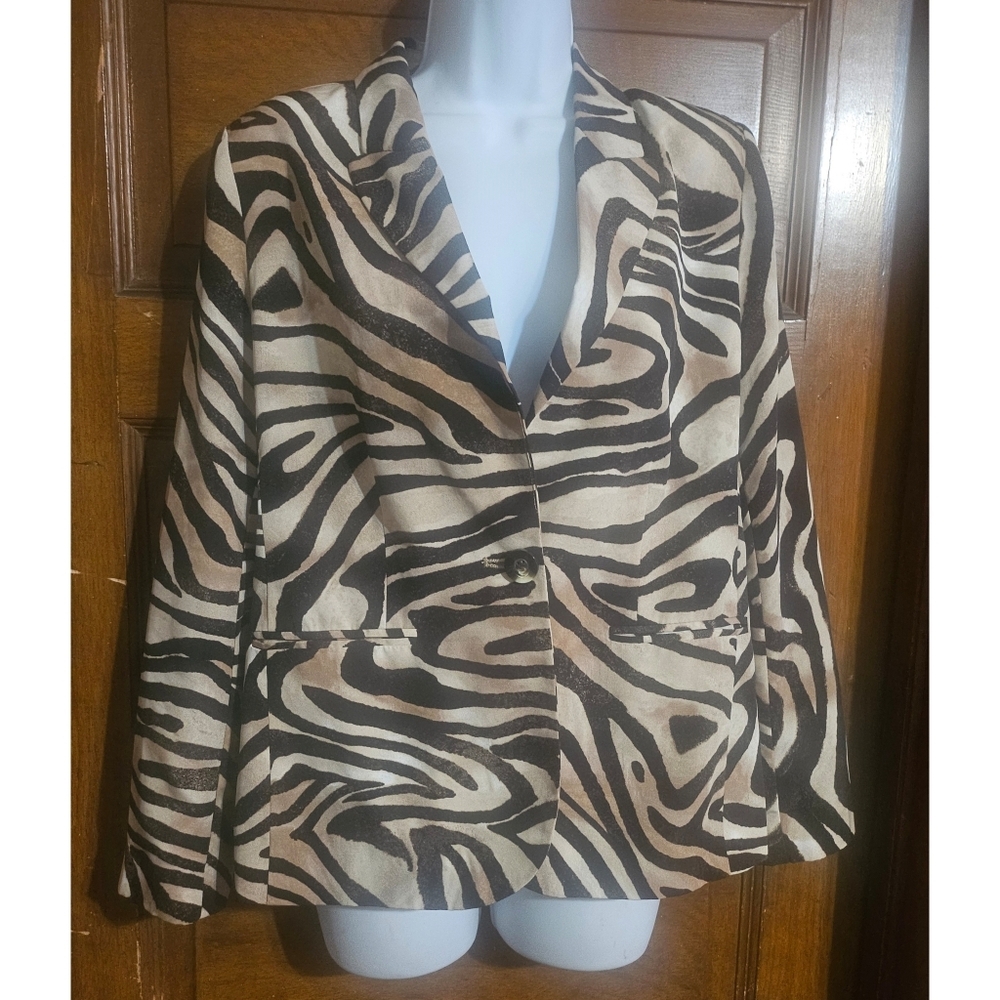 Chico's Zebra Print Satin Lightweight Blazer